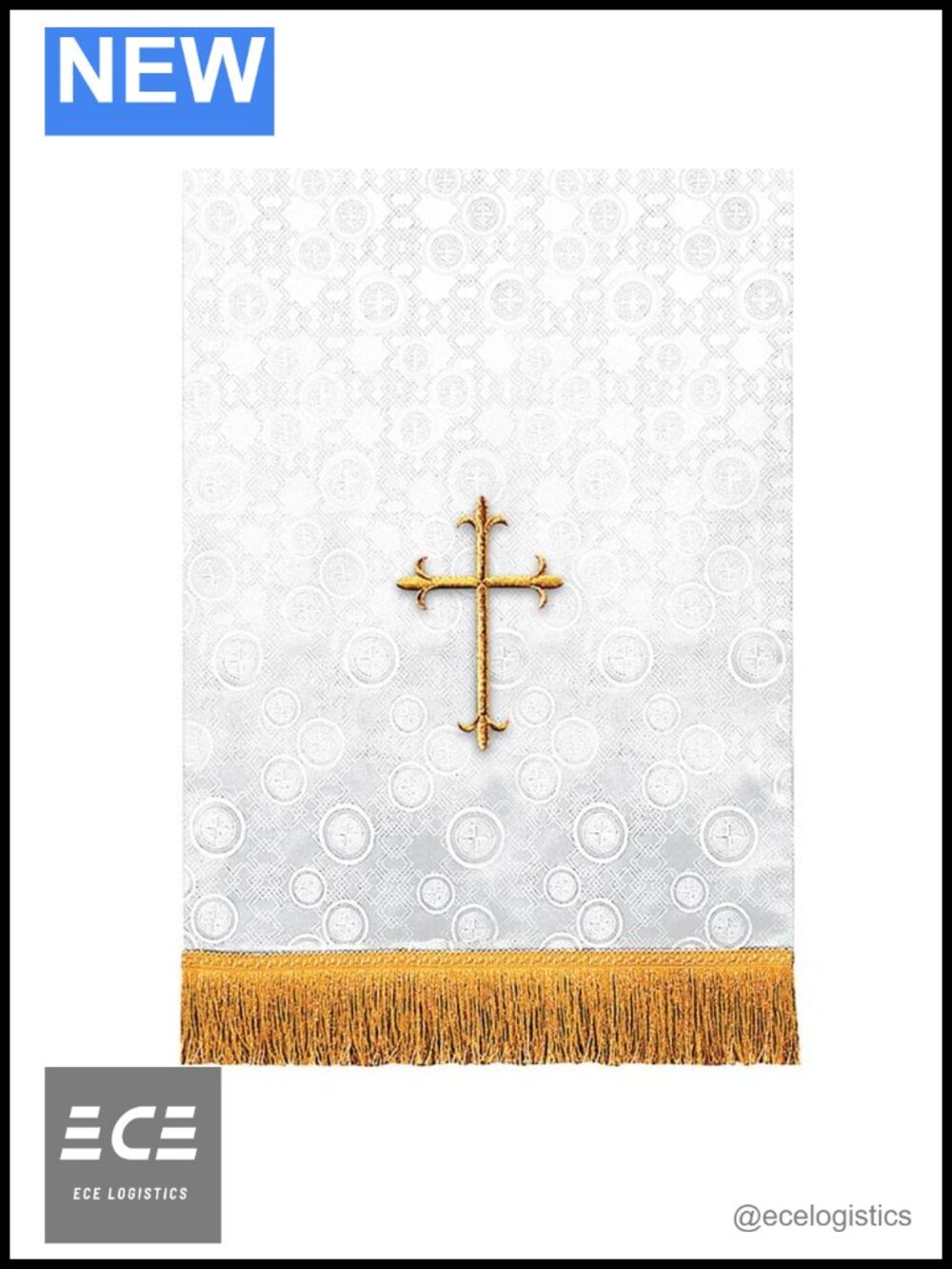 Pulpit Scarf Polyester Embroidered Latin Cross Fringe Church Clergy Wear